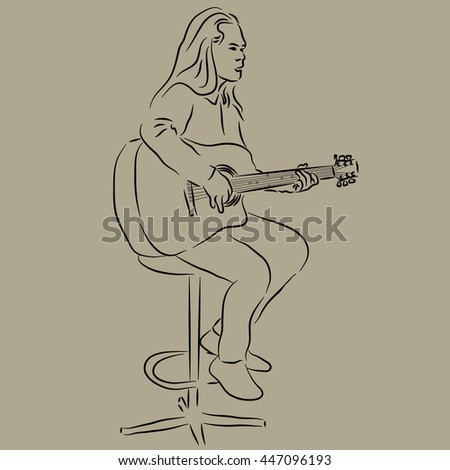 Drawing Guitar Line Player Stock Images, Royalty-Free Images & Vectors