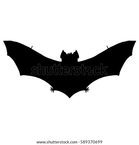Bat Silhouette Hand Drawn Image Black Stock Vector 589370699 - Shutterstock