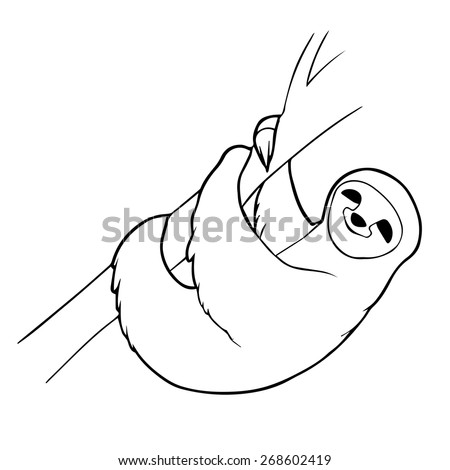 Sloth Outline Illustration Stock Vector 268602419 - Shutterstock