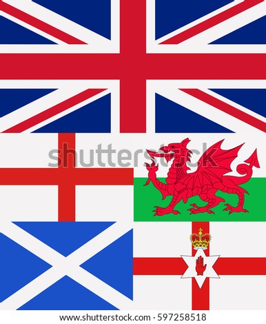 United Kingdom Collection Flags National Emblems Stock Vector 431759935 ...