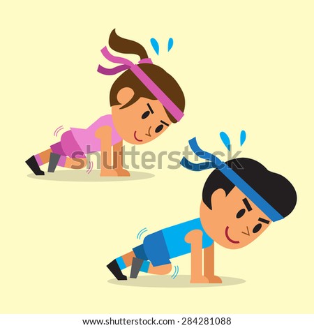 Cartoon Man Woman Doing Exercise Ball Stock Vector 309339776 - Shutterstock