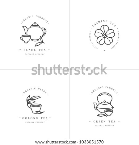 vector set design monochrome templates logo stock vector 1033051570