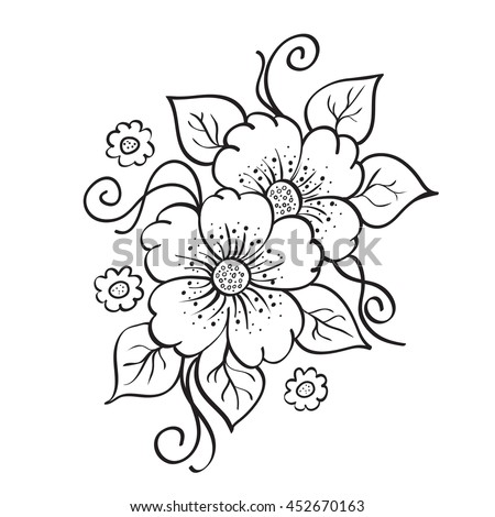 abstract hand drawn flowers sketch stencil stock vector