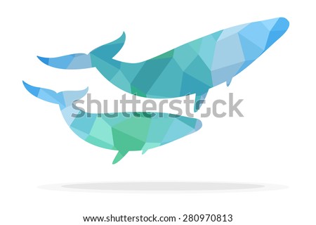 Geometric Whales Vector Illustration Stock Vector 280970813 - Shutterstock