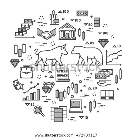 Vector line concept stock exchange. Linear symbol commodity exchange. Modern banner stock market.