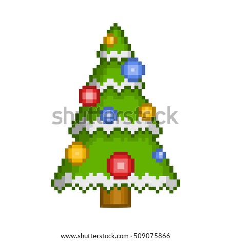 Vector Pixel Art Christmas Tree Ornaments Stock Vector 509075866 ...