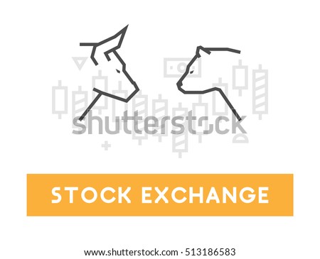 Vector symbol for stock market and stock exchange. Modern bull and bear icon for Wall Street. Logo for online trading.