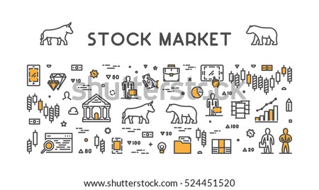 Line vector design concept for stock market. Horizontal banner of commodity exchange.