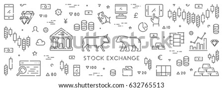 Line web banner for stock market. Horizontal concept of commodity exchange.