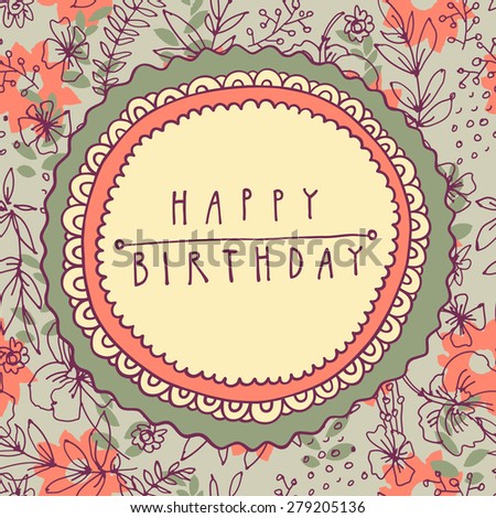 Colorful Happy Birthday Shabby Chic Handdrawn Stock Vector 279205136 ...