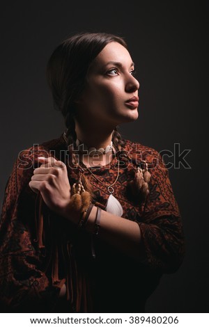 stock photo portrait of beautiful native american woman portrait of beautiful native american woman 389480206