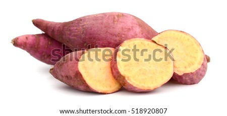 sweet potatoes on the white background