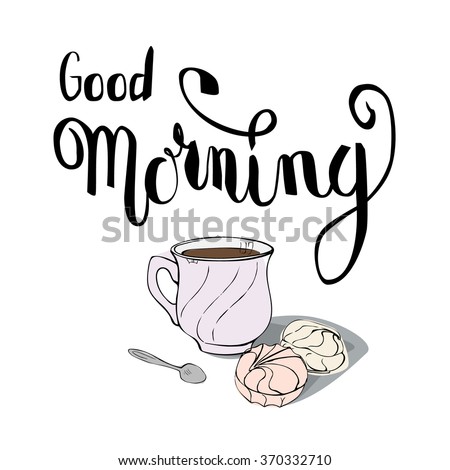 Hand Drawn Lettering Good Morning Sketches Stock Vector 370332710 ...