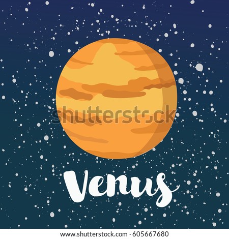 Vector Cartoon Illustration Planet Venus On Stock Vector 605667680