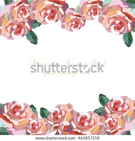 Watercolor Pink Rose Flowers Card Vector Floral Border For Background Greeting Cards Invitations Watercolor Pink Rose Flowers Card Vector Floral Border For Background Greeting Cards Invitations