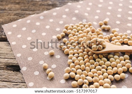 organic soy bean on wood table background