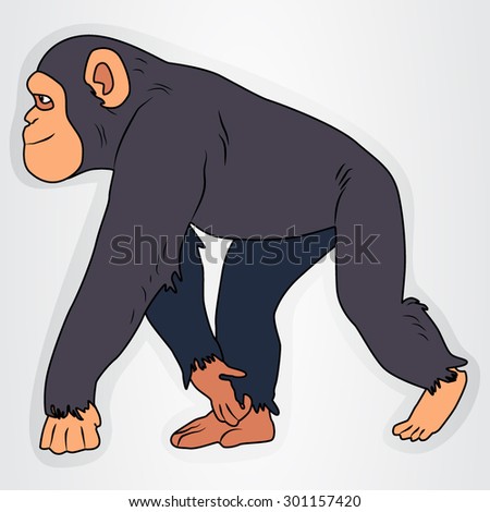 Vector Illustration Sticker Cartoon Chimpanzee Kids เวกเตอร์สต็อก