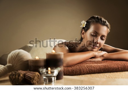 The girl relaxes in the spa salon