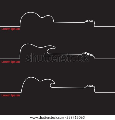 Guitars silhouette on a advertising card, vector illustration