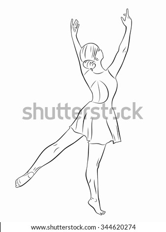 Happy Dancing Woman Continuous Line Drawing Stock Vector 640726312