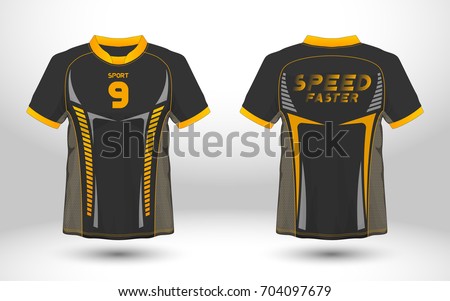 Download Black Yellow Layout Football Sport Tshirt Stock Vector 704097679 - Shutterstock