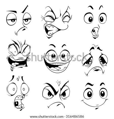 Funny Expressions Vector Cartoon Isolated Items Stock Vector 316486586 ...