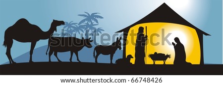 nativity scene in vector format, fully editable - stock vector