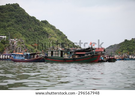 Hai Phong, Viet Nam, July 12, 2015, Fishermen village in CatBa Island. Fisheries here well developed fishing. Tourists can visit the island to visit the fishing villages with very cheap costs