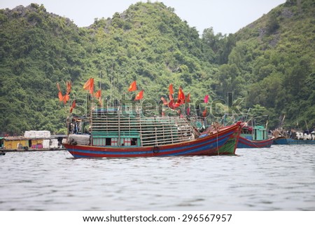 Hai Phong, Viet Nam, July 12, 2015, Fishermen village in CatBa Island. Fisheries here well developed fishing. Tourists can visit the island to visit the fishing villages with very cheap costs
