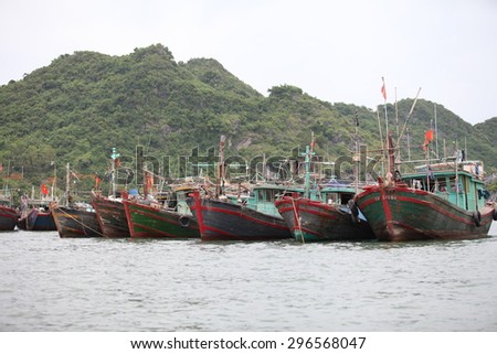 Hai Phong, Viet Nam, July 12, 2015, Fishermen village in CatBa Island. Fisheries here well developed fishing. Tourists can visit the island to visit the fishing villages with very cheap costs