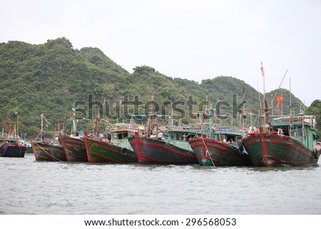 Hai Phong, Viet Nam, July 12, 2015, Fishermen village in CatBa Island. Fisheries here well developed fishing. Tourists can visit the island to visit the fishing villages with very cheap costs