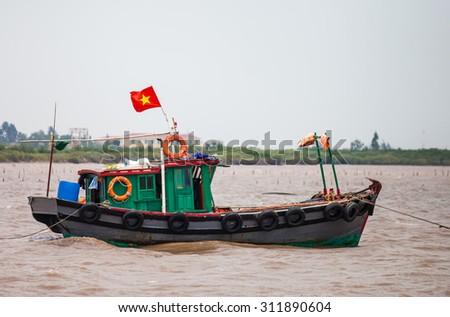 Hai Phong, Viet Nam, July 12, 2015, Fishermen village in CatBa Island. Fisheries here well developed fishing. Tourists can visit the island to visit the fishing villages with very cheap costs