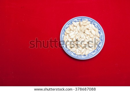 Vietnamese food for Tet holiday in spring, jam is traditional food on lunar new year, can make from sweet potato, lotus seed, ginger with sugar, colorful background for Vietnam custom