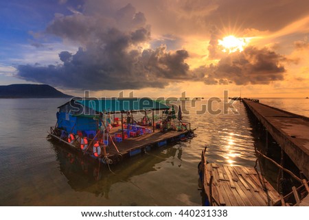 Phu Quoc island, Kien Giang province, Vietnam - May 03, 2016: caf�?�© floating the fishermen's in Phu Quoc Island. This cafe serves the fishermen in the fishing village every day to go fishing