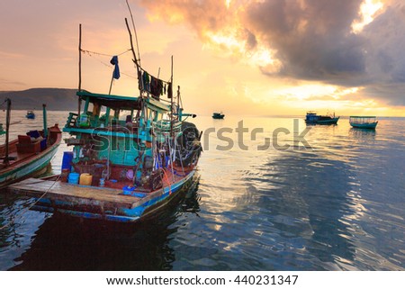 Phu Quoc island, Kien Giang province, Vietnam - May 03, 2016: local fishmen's daily life on the boat at Phu Quoc island , Vietnam.