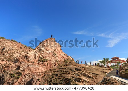 Quy Nhon City, Binh Dinh Province, Vietnam - August 28, 2016: Eo Gio beach in the city of Qui Nhon is the tourist attractions preferred of many tourists