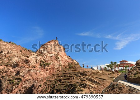 Quy Nhon City, Binh Dinh Province, Vietnam - August 28, 2016: Eo Gio beach in the city of Qui Nhon is the tourist attractions preferred of many tourists
