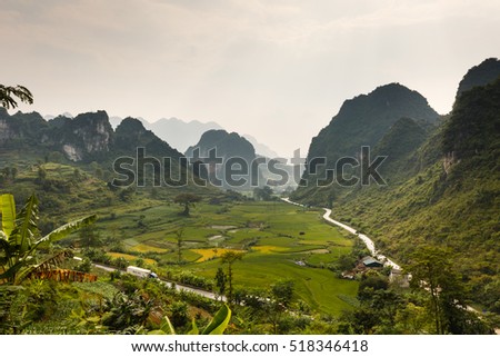 Hoang Su Phi, Ha Giang province, Vietnam - September 22, 2016 : Ma Phuc mountain pass in Cao Bang, Vietnam
