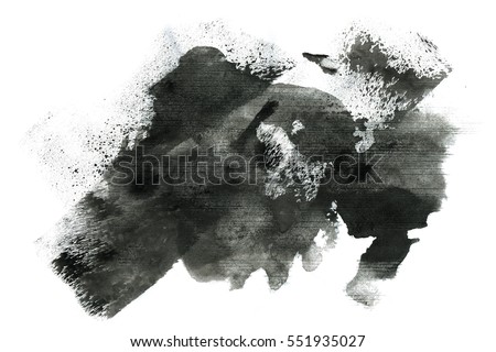Abstract ink background. Marble style. Black paint stroke texture on white paper. Wallpaper for web and game design. Grunge mud art. Macro image of pen juice. Dark Smear.