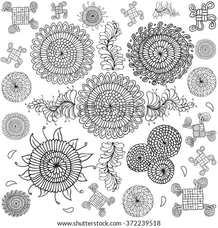 Coloring Page Flowers Birds Ribbon Coloring Stock Vector 381091276 ...