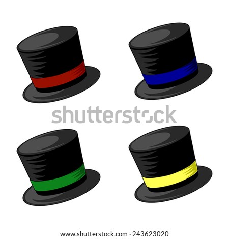 Four Top Hat Vectors Red Blue Stock Vector 243623020 - Shutterstock