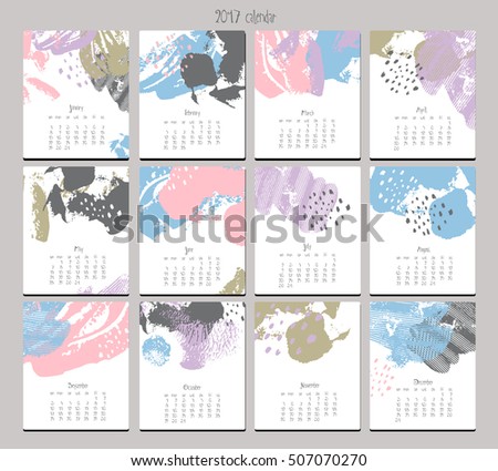 Calendar 2016 Templates Hand Drawn Textures Stock Vector 321103217 Shutterstock Creative Calendar Template