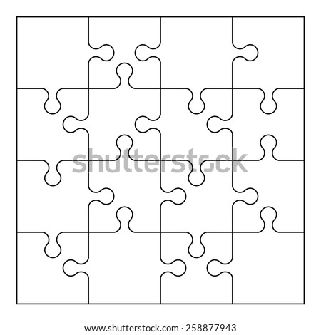 Vector Puzzle 16 Pieces Stock Vector 258877943 - Shutterstock