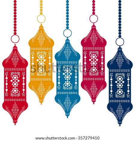 Colored Arabic Lanterns Vector Illustration Stock Vector 