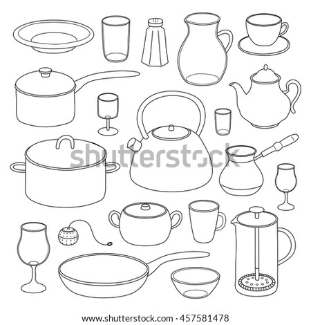 White Kitchen Utensils kitchen utensils illustrations set cooking dinner stock vector White Kitchen Utensils kitchen utensils illustrations set cooking dinner stock vector