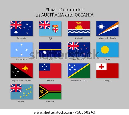 Flags Oceania All Countries Original Colors Stock Vector 48112090 ...