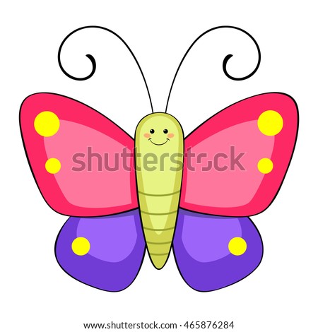 Smiling Butterflies Cartoon Mascot Characters Vector Stock Vector ...