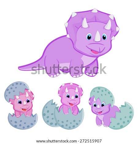 stock vector triceratops dinosaur family vector illustration happy family animal family mother triceratops and 272515907