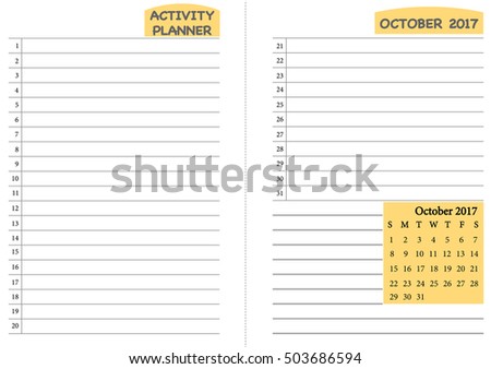 September 2017 Calendar Template Monthly Planner Stock 