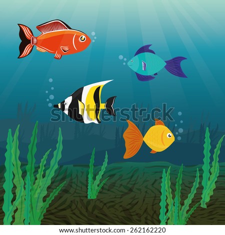 Fish Design Over White Background Vector Stock Vector 262162220